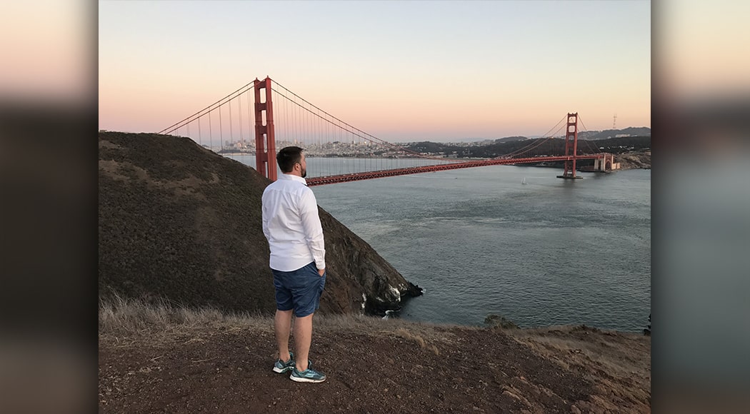 Максим Михеенко у моста Golden Gate, San Francisco