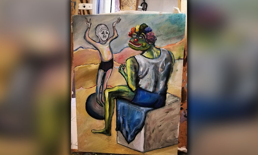 Копия картины «Девочка на шаре» кисти Пабло Пикассо с клоуном Пепе